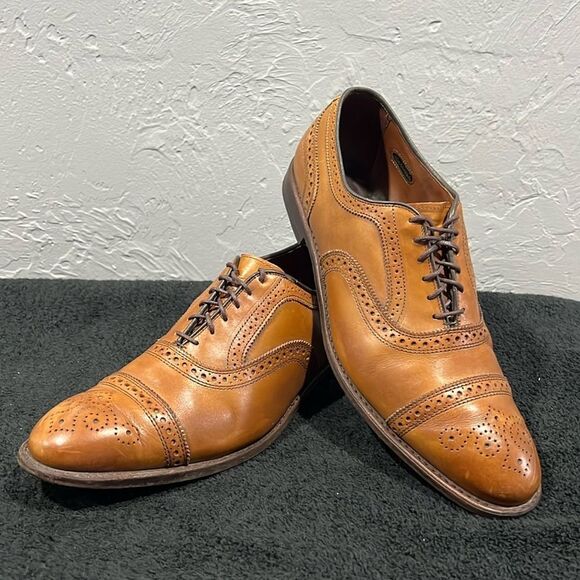 🔥🔥 ALLEN EDMONDS Strand Oxford Shoes Men's Size 12D Brown Leather Cap Toe - EU - Picture 1 of 15